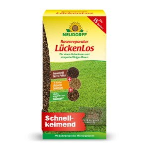 Neudorff Rasenreparatur Lückenlos 1,2kg Packung mit Rasensamen zur schnellen Reparatur von Rasenflächen.