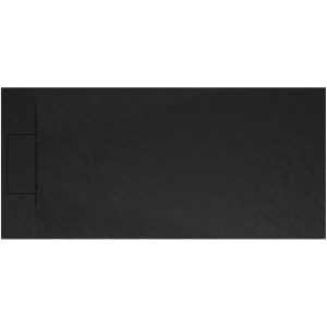 Rechteckige, anthrazitfarbene Schulte Duschwanne ExpressPlus Extraflach, 160x70 cm, in Steinoptik.