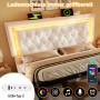 okwish Polsterbett 140x200cm mit LED Stauraum Jugendbett Beige ohne Matratze_8