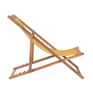 Yes Relaxliegestuhl Noemi in Senfgelb, verstellbare Sonnenliege aus Holz und Stoff für Garten und Balkon.