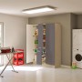 Flex-Well Morena Apothekerschrank Basaltgrau matt/San Remo Eiche, offen mit Auszügen und viel Stauraum.