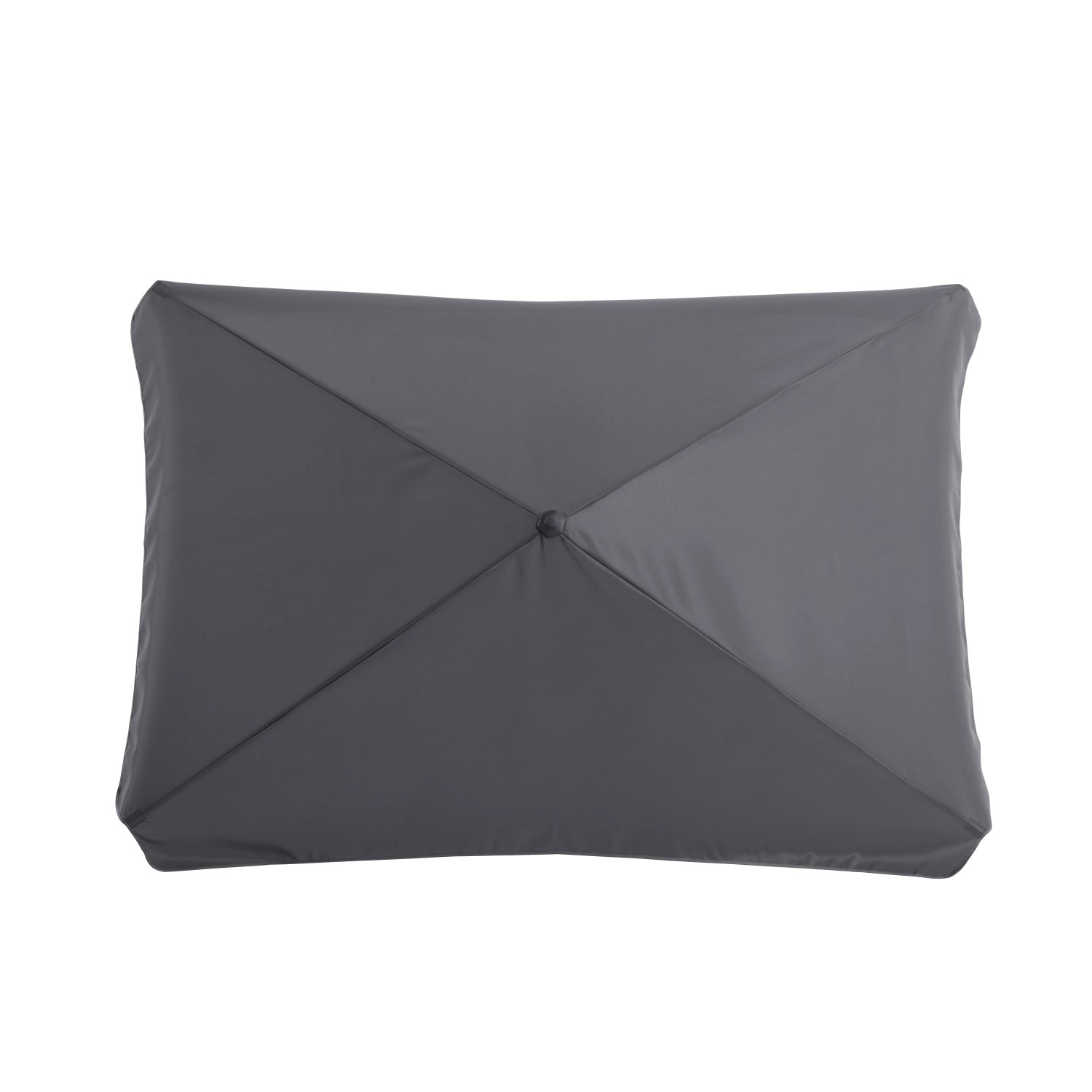 Anthrazitfarbener Balkonschirm Hernando, 210x140 cm, mit rechteckiger Form und Push-Up Funktion.
