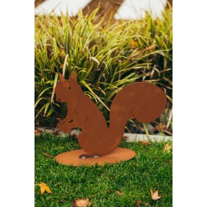Ferrum Art Design Deko-Figur Eichhörnchen Felix, 34 cm, Edelrost-Optik für den Garten.