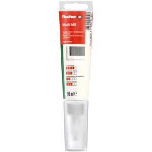 Fischer Bauklebstoff Multi MS White, 80ml Tube. Dichtstoff für innen & außen, weiß.