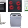 Flex-Well Küchengeräte-Set 11: Einbauherd, Kochfeld, Kühlschrank, Geschirrspüler und Dunstabzugshaube.