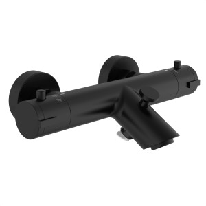 Schwarze, matte Schütte Thermostat Badewannenarmatur London für die Wandmontage.