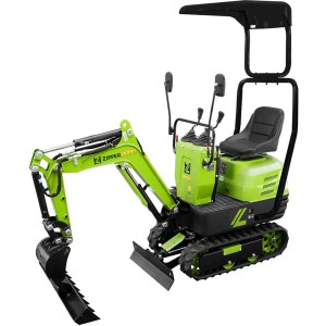 Grüner Zipper Minibagger ZI-MBG600S7 mit 6,8 kW Benzinmotor und 690 mm Breite für Aushubarbeiten.