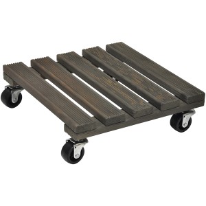 Grauer Wagner Kübelroller Vintage aus FSC®-Holz, 29x29 cm, mit vier Lenkrollen.