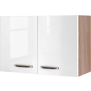 Flex-Well Exclusiv Küchen-Oberschrank Valero 80x55cm Hochglanz Weiß-Sonoma Eiche