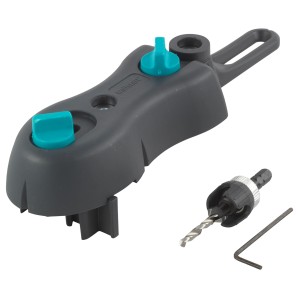 wolfcraft Terrassenbohr-Set mit Bohrmobil und Bohrsenker für präzise Terrassendielen-Montage.