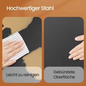 Detailaufnahme: Schwarzer Songmics Mülleimer Pary, leicht zu reinigen, gebürstete Oberfläche.