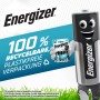 Energizer Max Plus 9V Batterie mit Maskottchen und recyclebarer Verpackung.