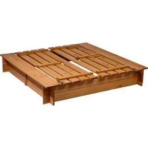 Holz Sandkasten mit Deckel und Sitzbank (FSC®)