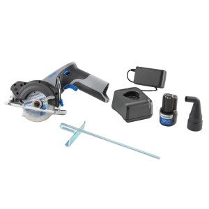 Dremel Akku-Handkreissäge CS12V-S1 Set mit Akku, Ladegerät, Sägeblatt und Zubehör.