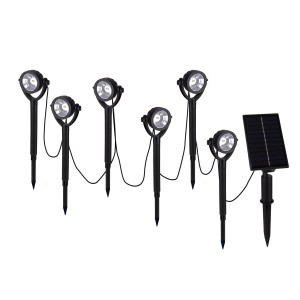 6er-Set schwarze LED Solar-Erdspießleuchten Nomi für den Garten oder die Terrasse.
