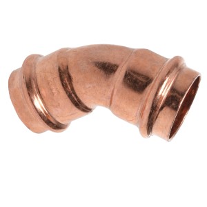 Kirchhoff CU-Bogen 45° mit 2 Muffen, blank, 28 mm für Pressfittings.
