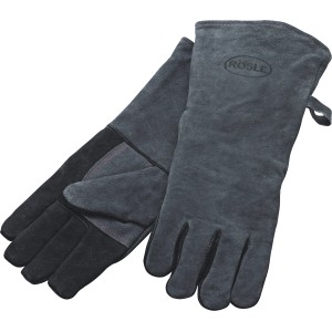 Rösle Grillhandschuhe aus Leder, grau und schwarz, für sicheres Grillen.