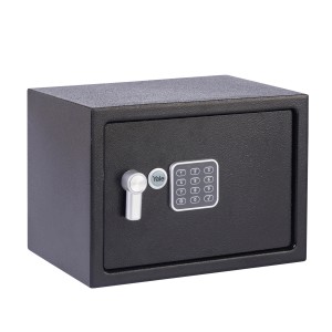 Schwarzer Yale Tresor Value Safe M mit Zahlencode und Schlüssel für Wertsachen.