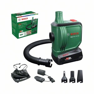 Bosch Akku-Luftpumpe EasyInflate 18V-500 mit Zubehör und Akku-Pack im Set.