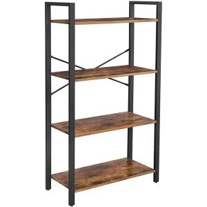 Songmics Bücherregal Barnet mit 4 Ebenen im Industrie-Design in Braun und Schwarz.