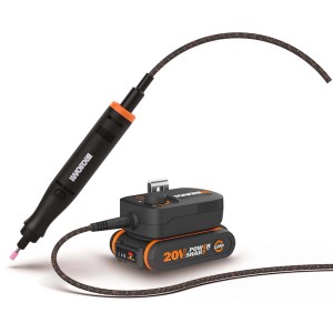 Worx MakerX Akku-Multifunktionswerkzeug WX739 mit HubX und Zubehör.