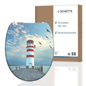 Schütte WC-Sitz Lighthouse mit Absenkautomatik, Duroplast, Leuchtturm-Motiv.