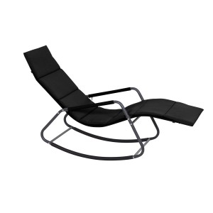 Schwarze Siena Garden Schaukelliege Aliano mit Stahlgestell und Kissen für entspannten Liegekomfort.
