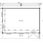 Grundriss Alpholz Gartenhaus Viva B, unbehandelt, 549x668cm, Flachdach. Details zu Maßen und Raumaufteilung.