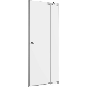 Brava Dusch-Nischentür mit Festteil, Chrom, Sondermaßanfertigung, Anschlag rechts.