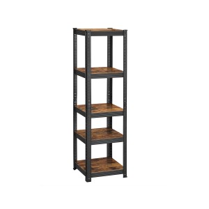 Songmics Schwerlastregal, braun-schwarz, 5 Böden, 37x37x150 cm. Ideal für Werkstatt, Keller oder Garage.