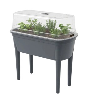 BigDean Hochbeet Frühbeet Mit Abnehmbaren Beinen Und Deckel Frühbeet Für Garten Und Balkon Aus Robustem Kunststoff Anthrazit Wetterfest 78 X