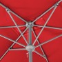 Detailansicht: Roter Schneider Marktschirm 300x200 cm mit Stahlgestell und Kurbel.