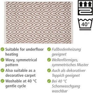 Badematte Altai mit Ethno-Muster, beige/weiß, aus recycelten PET-Flaschen.