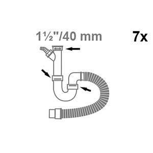 Abbildung eines Siphon-Dichtungssets von Kirchhoff, transparent, 7-teilig, für Spültische.