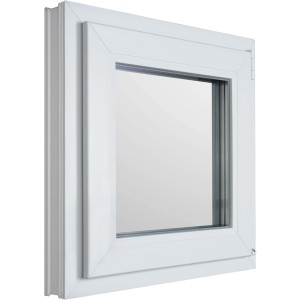 Weißes Kunststofffenster CL7, 80x60 cm, DIN rechts, mit 3-fach Wärmeschutzglas.