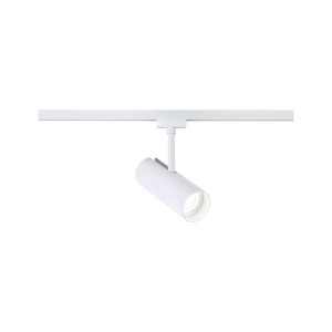 Weißer Paulmann URail Schienenspot Theron, zylindrisch, für LED-Schienensysteme. Neutralweißes Licht, schwenkbar.