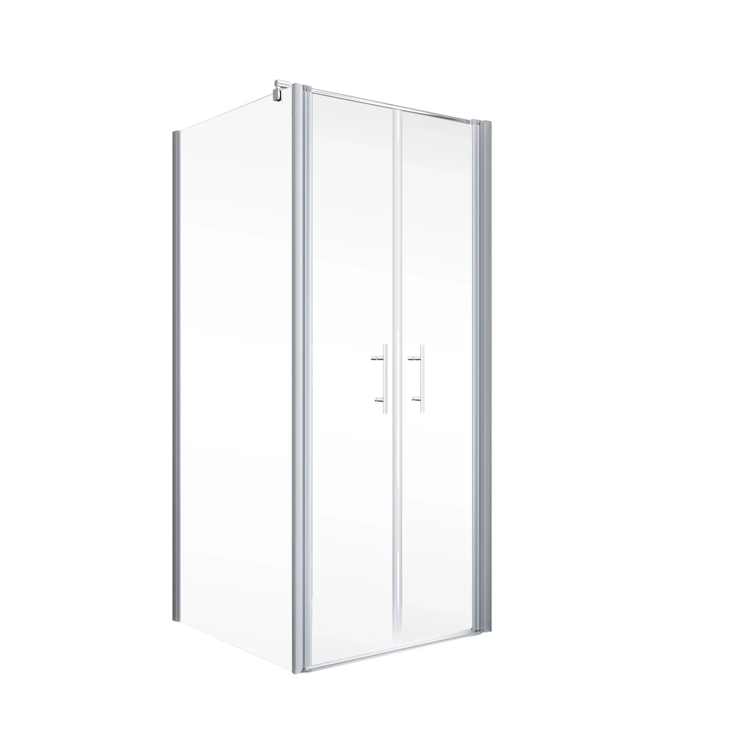 Schulte Alexa Style 2.0 Duschwand mit Pendeltür und Seitenwand, Alu-Natur, Klarglas.