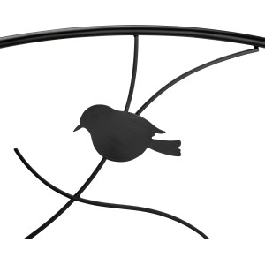 Schwarze Garteneinfassung aus Eisen mit Vogel-Motiv, 56,5 cm breit.