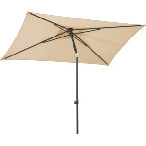 Rechteckiger, naturfarbener Schneider Marktschirm 240x140 cm mit Knickfunktion.
