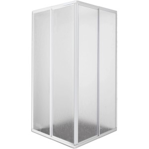 Sanotechnik Eckdusche, 185x73-88 cm, mit Acrylglas und weißem Rahmen. Komplettdusche für Ihr Badezimmer.