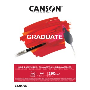 CANSON Graduate Öl- & Acrylmalpapier A4, naturweiß, leicht rau, ideal für Öl- und Acrylmalerei.
