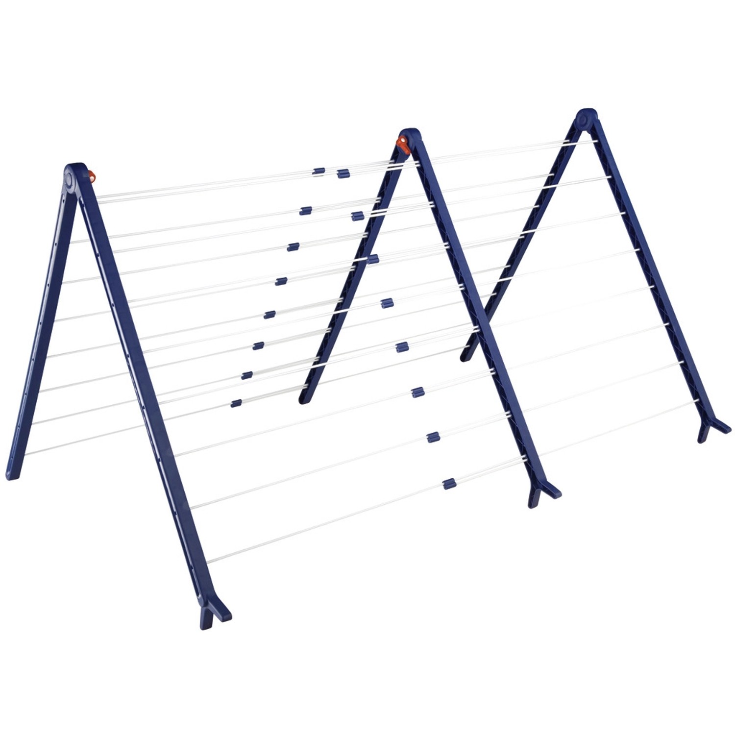 Leifheit Badewannentrockner Pegasus V Duo, ein Wäscheständer für die Badewanne, blaues Gestell mit weißen Trockenstäben.