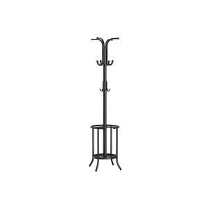 Schwarzer Songmics Kleiderständer mit Schirmständer, 175cm hoch, für Flur und Garderobe.