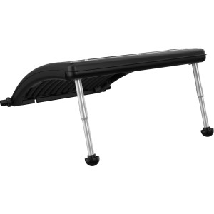 Steinbach Solarkollektor Curve zur Poolerwärmung, schwarzes Gehäuse mit silbernen Standfüßen.