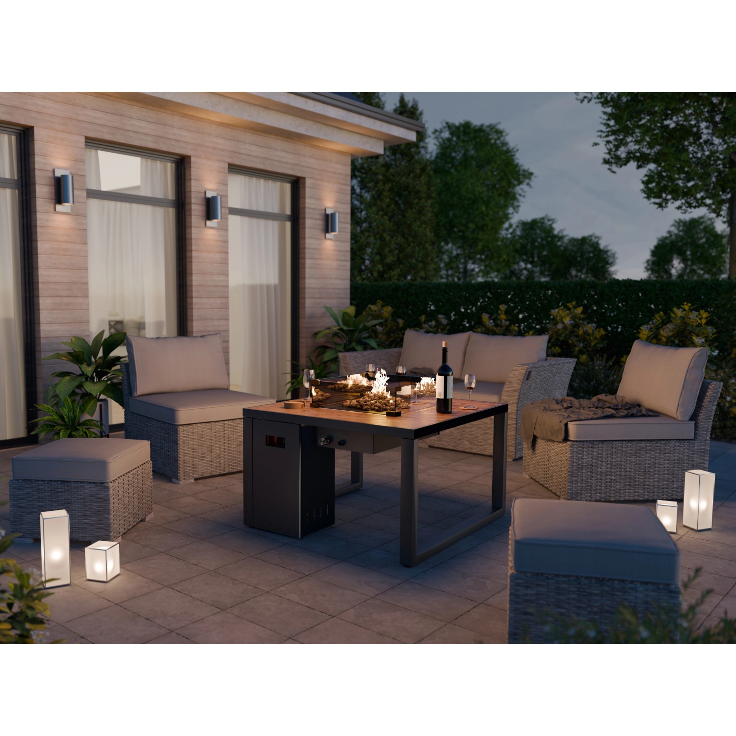 LoungeFeuertisch Casas für Terrasse und Garten 58,5 cm x 95 cm x 95 cm