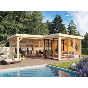 Palmako Pavillon Lenna Set 711 Slide Plus 588 x 588 cm Lackiert Weiß FSC®