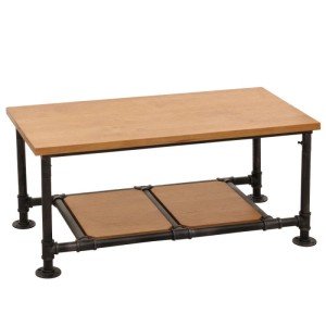 Couchtisch N27 im Industrial Design mit Holzplatte und Metallgestell, 48x100x50 cm.