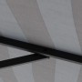 Detailaufnahme: Doppler Marktschirm MyZone blau-grau, Streifenmuster, Gestell.