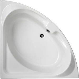 Weiße Eckbadewanne Laguna, 136x136 cm, aus Sanitäracryl, Draufsicht.