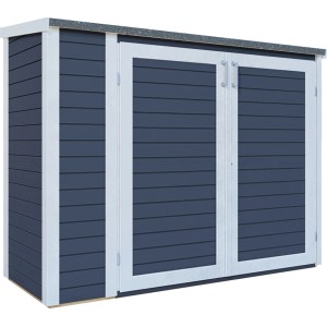 Bertilo Gartenschrank Multibox 3, anthrazit, 200x82 cm, mit Doppeltür. Stauraum für Gartengeräte.